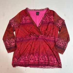 Absolute y2k pink‎ blouse ruffle womens size large pretty shirt